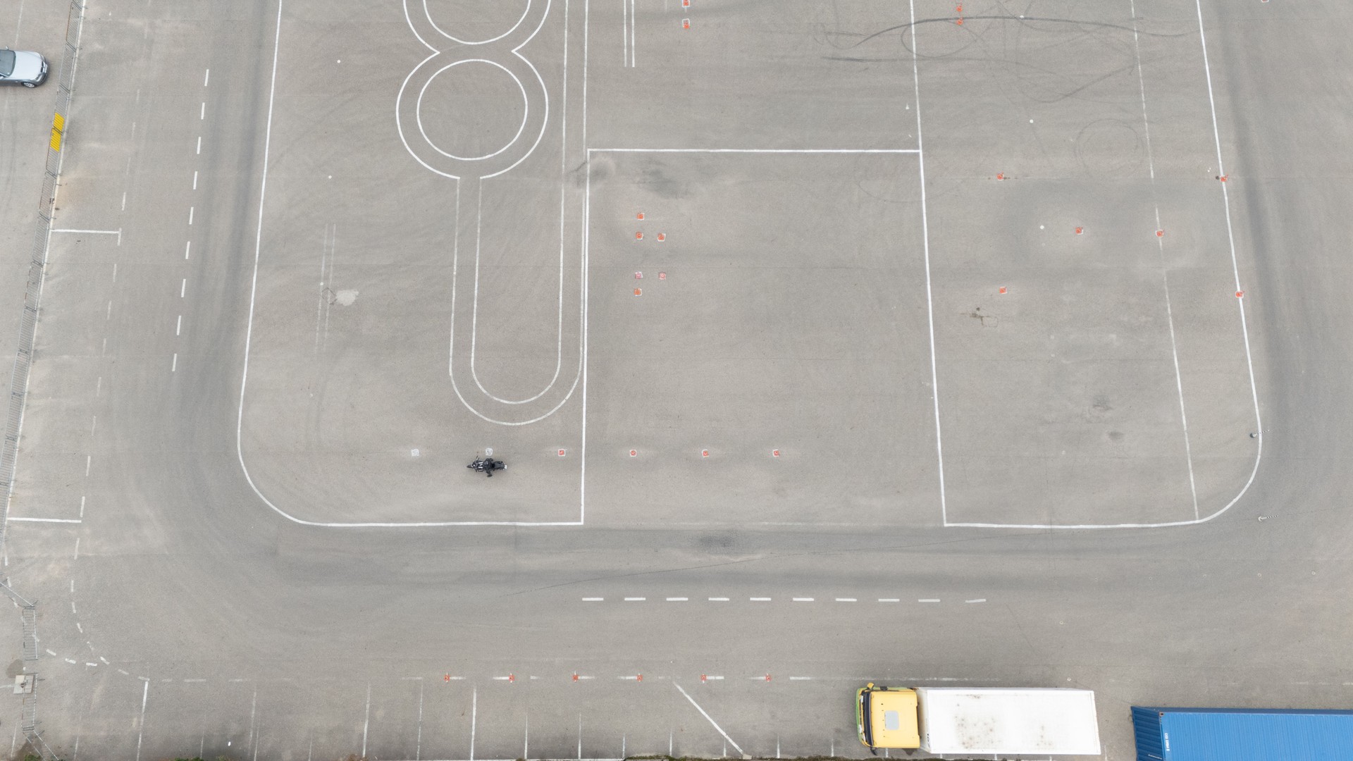 Aerial View of Vehicle Training Area in Parking Lot